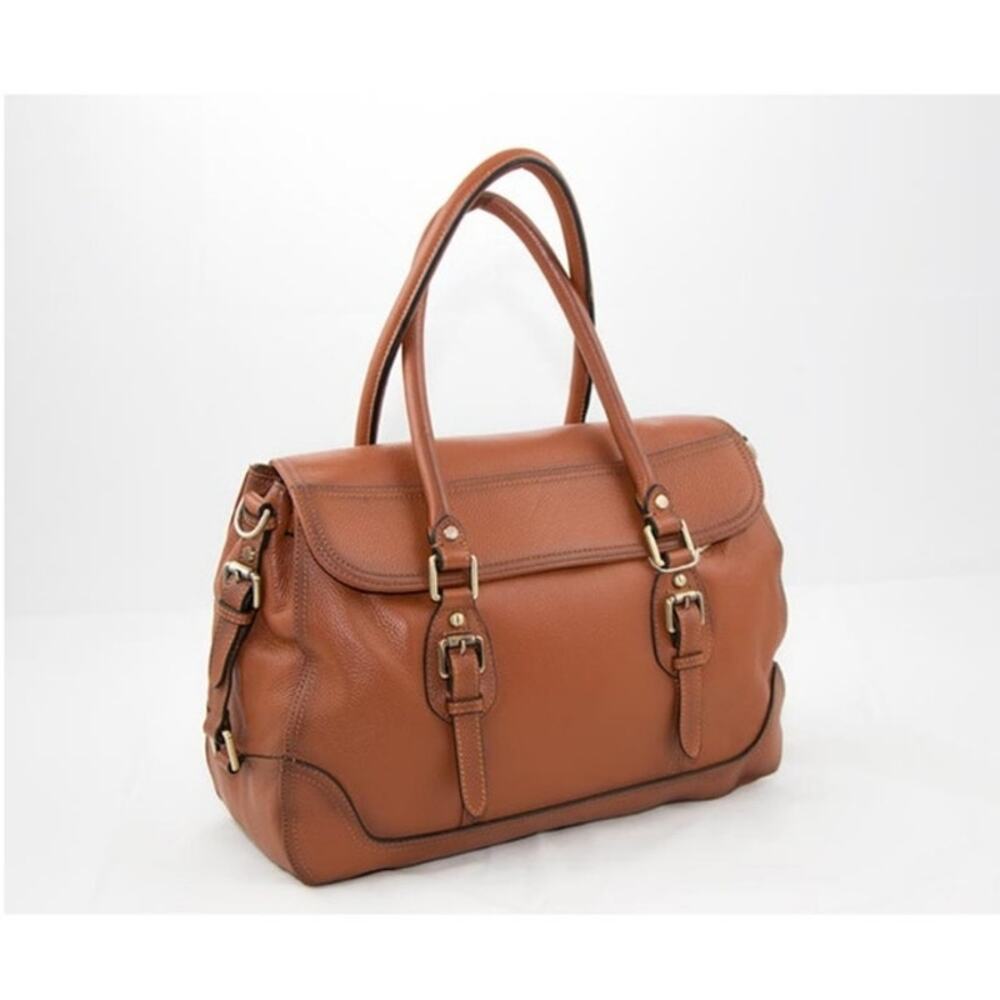 Classic Brown Leather Satchel Handbag Concealed Carry EUC